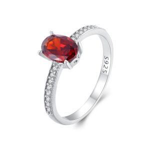 Inel din argint Oval Red Gem