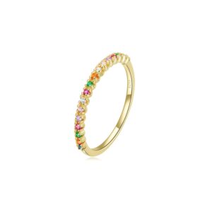 Inel din argint Rainbow Crystal Dots Golden