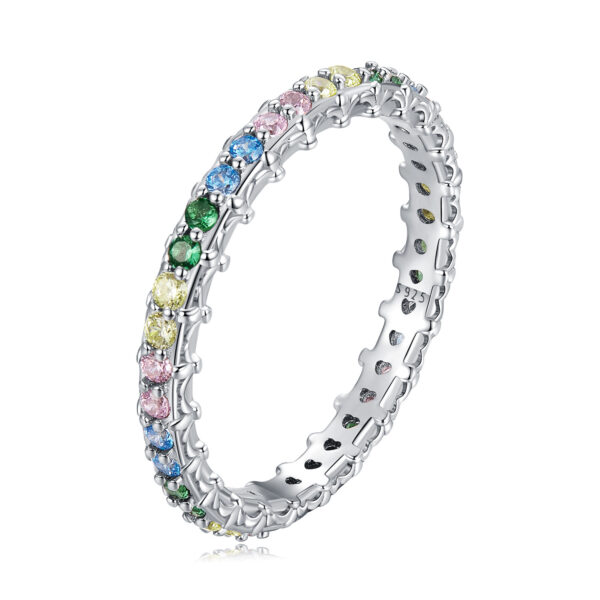 Inel din argint Rainbow Crystal Hoops