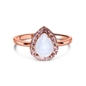 Inel din argint Rose Gold Captivating Moonstone Dream