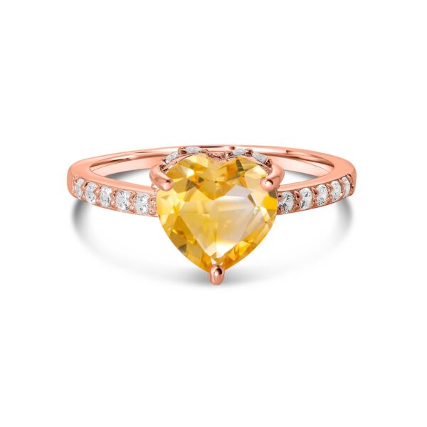 Inel din argint Rose Gold Citrine Heart