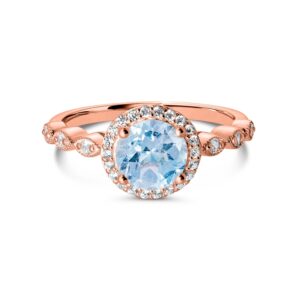 Inel din argint Rose Gold Dreamy Blue Topaz