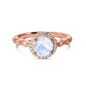 Inel din argint Rose Gold Dreamy Moonstone