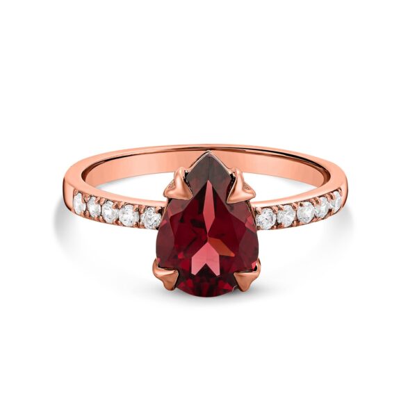 Inel din argint Rose Gold Drop Garnet