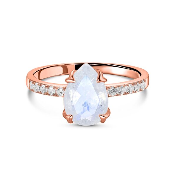 Inel din argint Rose Gold Drop Moonstone