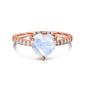 Inel din argint Rose Gold Moonstone Heart