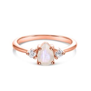 Inel din argint Rose Gold Moonstone Tear