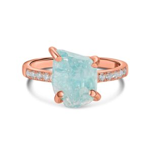 Inel din argint Rose Gold Piece of Aquamarine