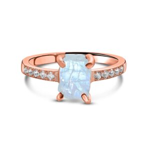 Inel din argint Rose Gold Piece of Moonstone