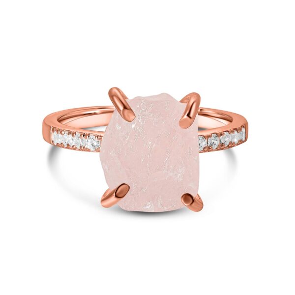 Inel din argint Rose Gold Piece of Rose Quartz