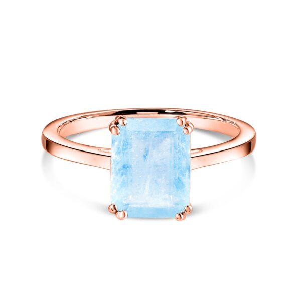 Inel din argint Rose Gold Rectangle Aquamarine Elegance