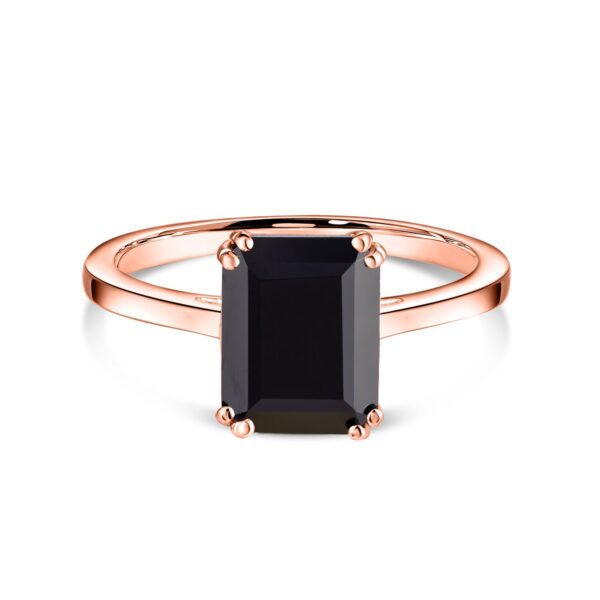 Inel din argint Rose Gold Rectangle Black Tourmaline Elegance