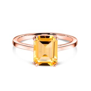 Inel din argint Rose Gold Rectangle Citrine Elegance