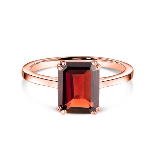 Inel din argint Rose Gold Rectangle Garnet Elegance