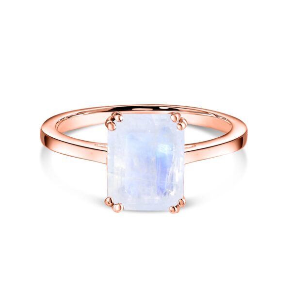 Inel din argint Rose Gold Rectangle Moonstone Elegance