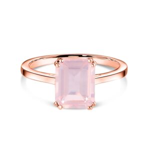 Inel din argint Rose Gold Rectangle Rose Quartz Elegance