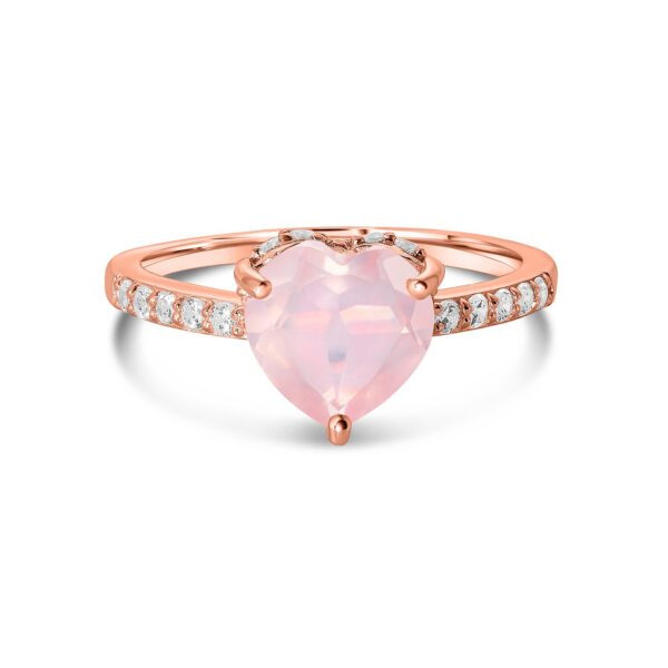 Inel din argint Rose Gold Rose Quatz Heart