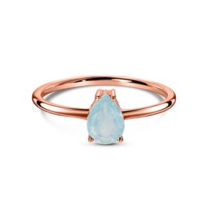 Inel din argint Rose Gold Serene Bliss Aquamarine