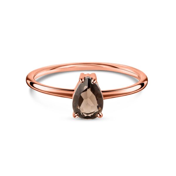 Inel din argint Rose Gold Serene Bliss Smoky Quartz