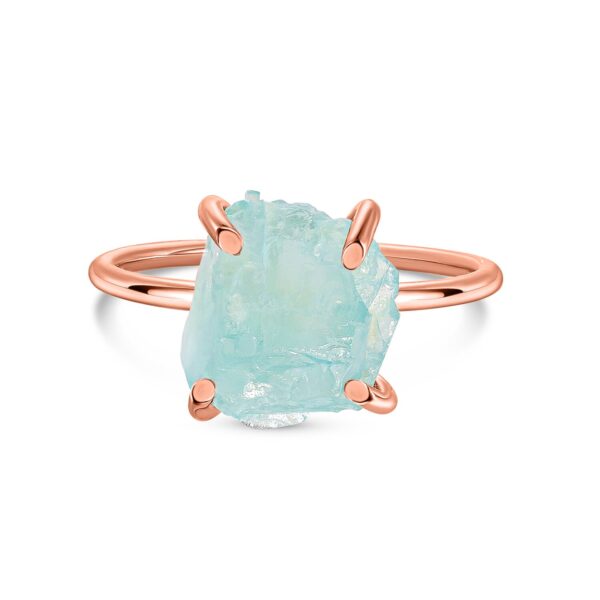 Inel din argint Rose Gold Simple Aquamarine