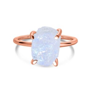 Inel din argint Rose Gold Simple Moonstone