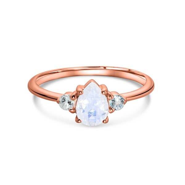 Inel din argint Rose Gold Special Moonstone Drop