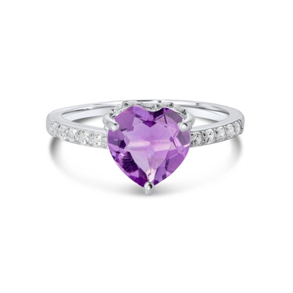 Inel din argint Silver Amethyst Heart