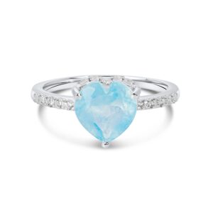 Inel din argint Silver Aquamarine Heart