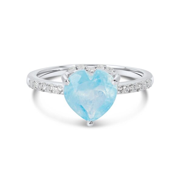 Inel din argint Silver Aquamarine Heart