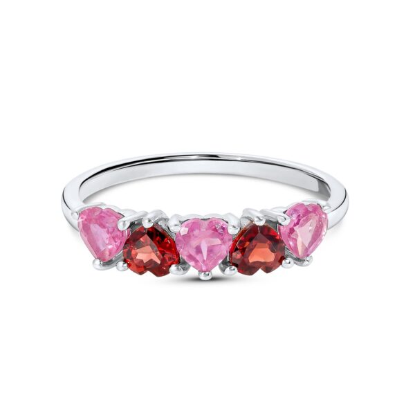 Inel din argint Silver Imperial Garnet Hearts