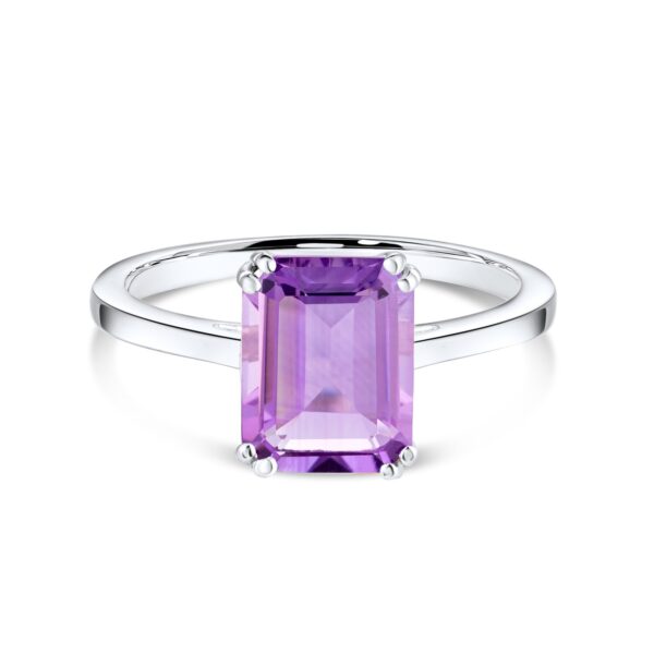 Inel din argint Silver Rectangle Amethyst Elegance