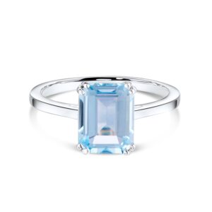 Inel din argint Silver Rectangle Blue Topaz Elegance