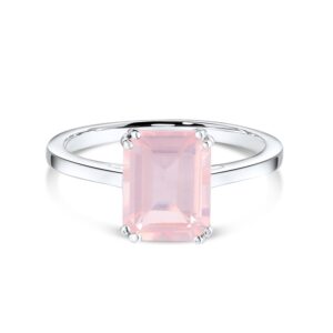 Inel din argint Silver Rectangle Rose Quartz Elegance