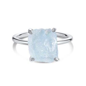 Inel din argint Silver Simple Stone Aquamarine