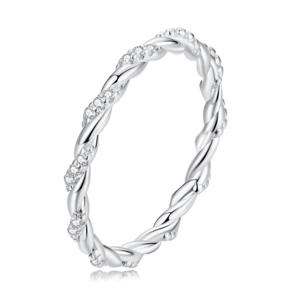 Inel din argint Twisted Silver Crystal