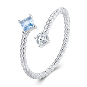 Inel reglabil din argint Blue-Silver Crystals