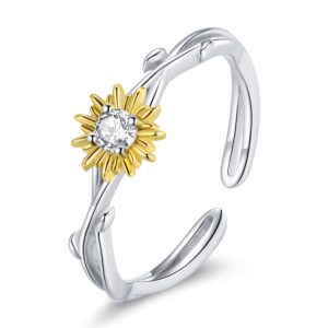 Inel reglabil din argint Gold Daisy