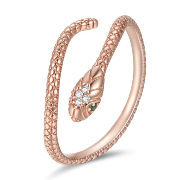 Inel reglabil din argint Rose Gold Snake