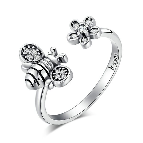 Inel reglabil din argint Silver Daisy Bee