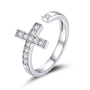 Inel reglabil din argint Sparkling Cross