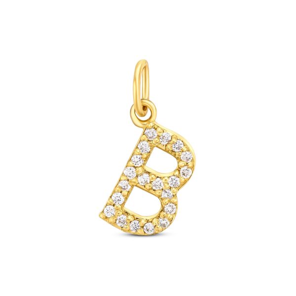 Pandantiv din aur 14K Letter B with diamonds