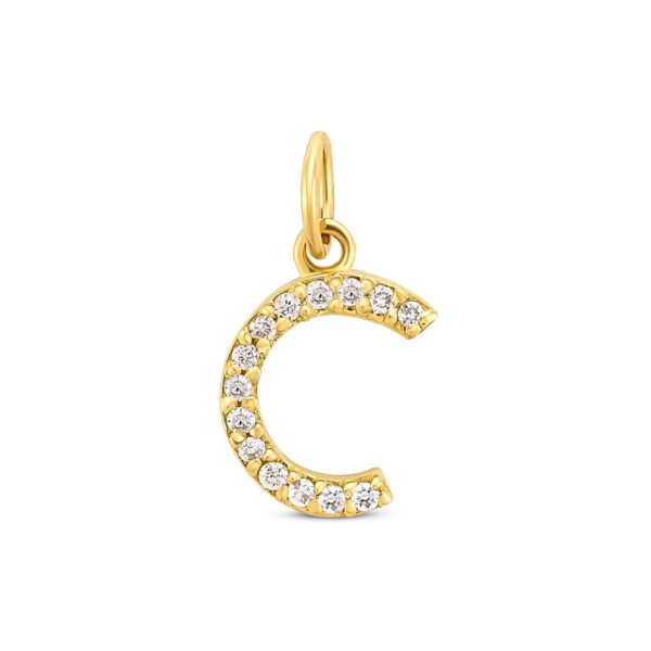 Pandantiv din aur 14K Letter C with diamonds