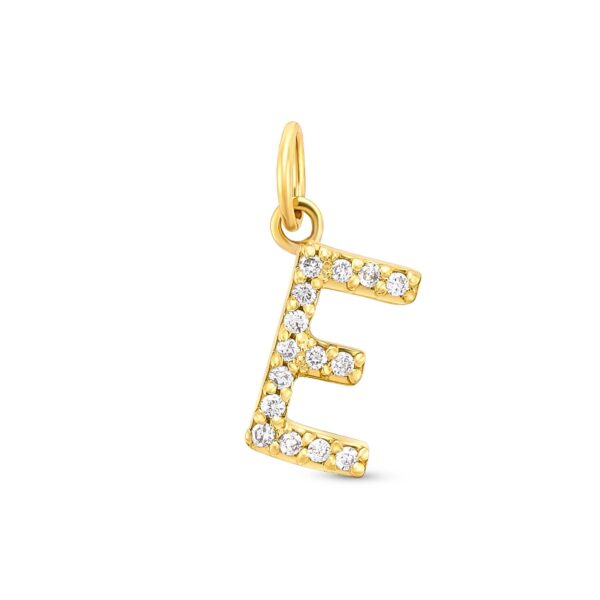 Pandantiv din aur 14K Letter E with diamonds