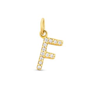 Pandantiv din aur 14K Letter F with diamonds