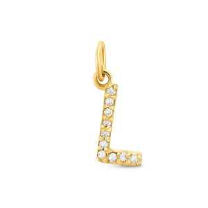 Pandantiv din aur 14K Letter L with diamonds