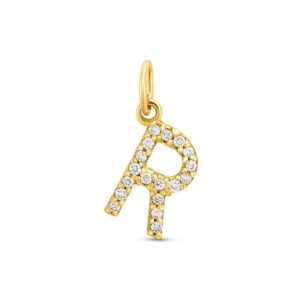 Pandantiv din aur 14K Letter R with diamonds