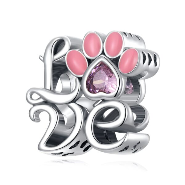 Talisman de argint Love Pink Paw