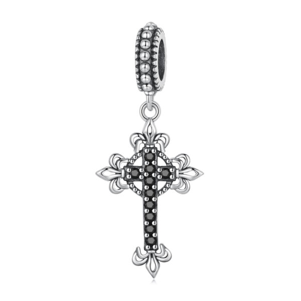 Talisman din argint Black Crystal Cross