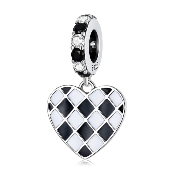 Talisman din argint Black and White Heart