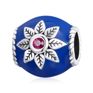 Talisman din argint Blue Charm with Flower